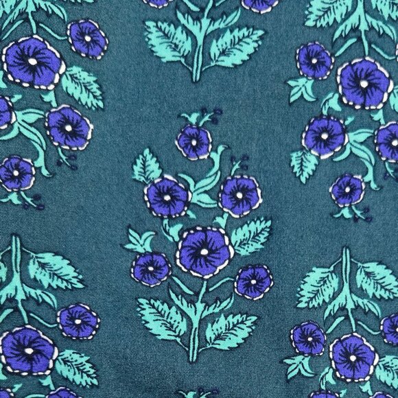 J. Crew Dark Teal Floral Long Sleeve Ruffleneck Poplin Blouse Romantic CD288 - Picture 5 of 10